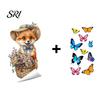 Renters Window Sticker Spring Fox Clings Cartoon Flowers Butterflies Glass Non-glue Decoration Removable Cute Animal Decals for Home Office Shop Decor