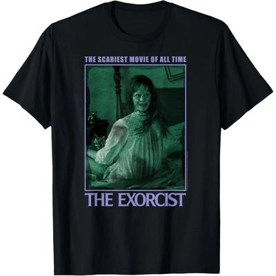 Amerikansk Retro Exorcist Skräckfilms T-shirt, Herr- och Dam All Säsong Ren Bomull Ledig Mode Streetwear