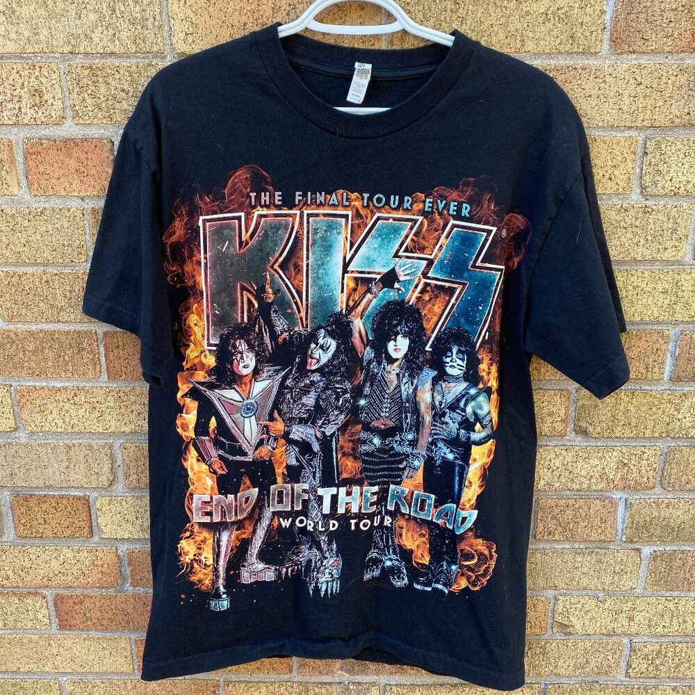 

Kiss End Of The Road World Tour Футболка унисекс с коротким рукавом Черная KH7955 Футболка унисекс XL