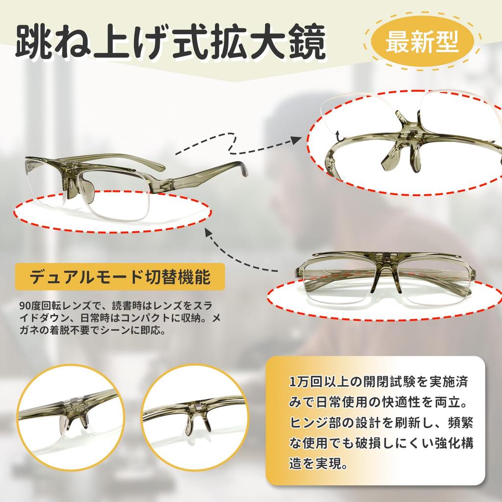 Magnifying Magnifying TR90 Blue Light Sports Glasses Magnifying for Fine Work Glass, 3.0x, 3.5x, Flip-Up, Glasses, Glasses, Blocking, Frame, Glasses,