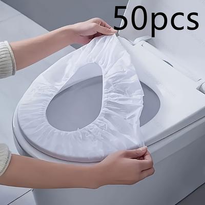 50pcs Disposable Toilet Seat Covers with Elastic Bands - Hygienic Portable Toilet Seat Protectors for Travel, Hotels, Public Restrooms