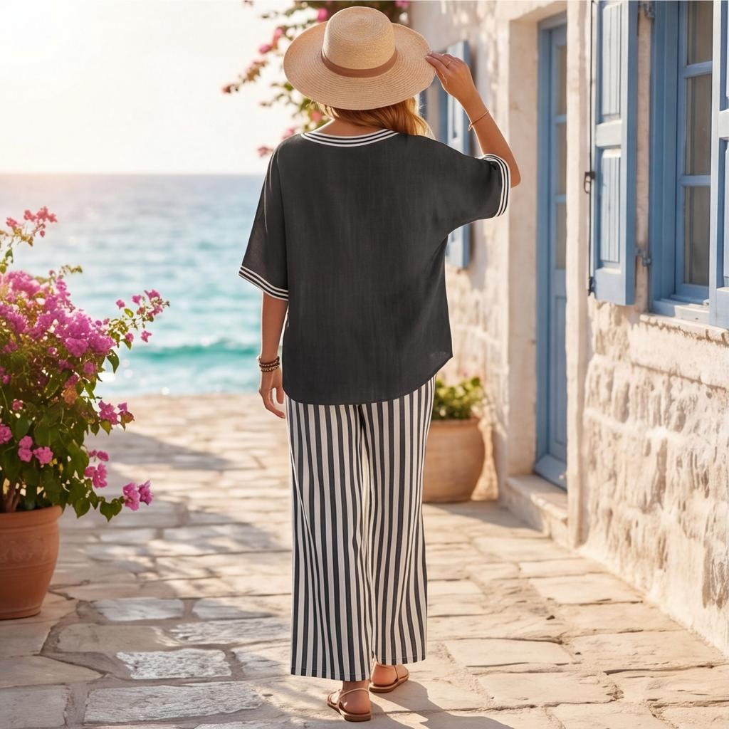 Two Piece Sets For Women Casual Long Sleeve Shirts And Short Pants