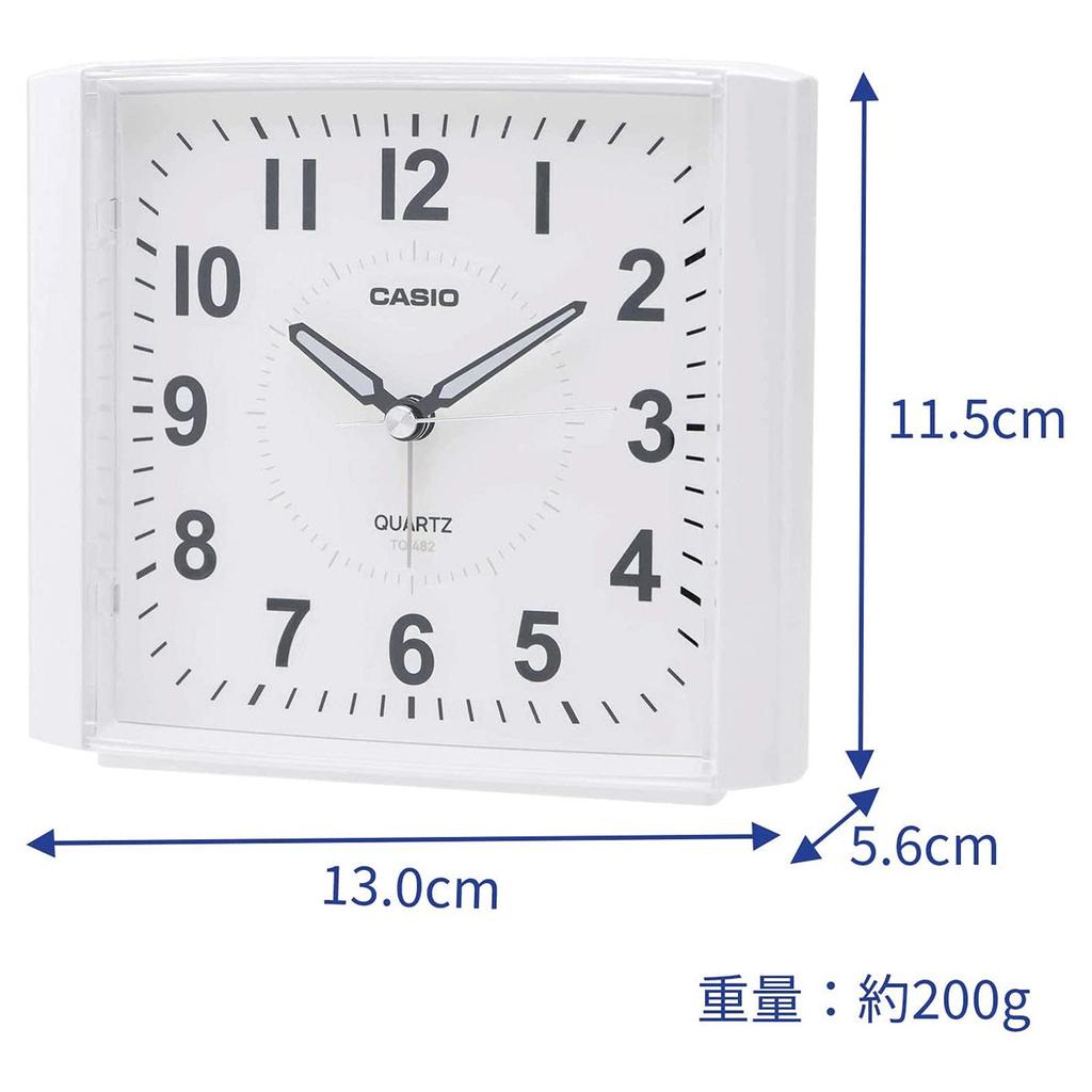 CASIO Wecker Einfache Uhr, Weiß, Analog, Schlummerfunktion, Licht, Design, TQ-482-7JF