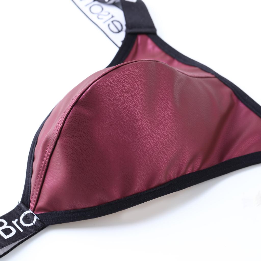 Sexy Men's Lingerie Faux Leather G-string Thongs Underwear Breathable Low Waist Underpants for Gay Men