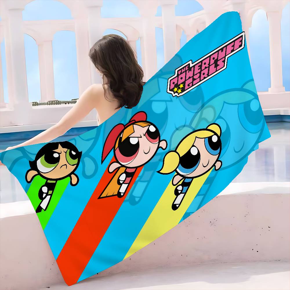 Anime P-Powerpuff-GirlS Beach Towel Colorful Bath Towels for Girl Microfiber Quick Dry Custom Sand Free Beach Yoga Spa Gym Pool