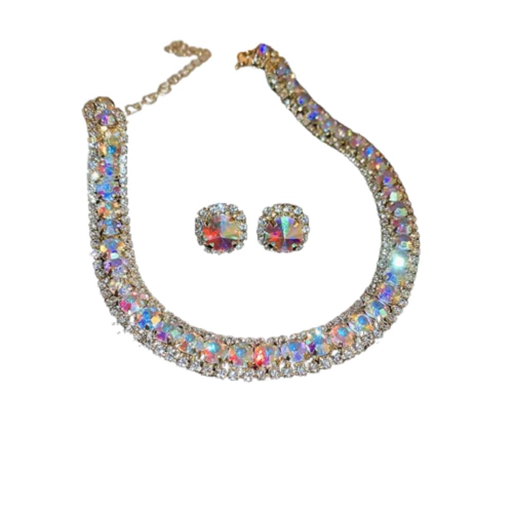 

Retro Crystal Necklace Vintage Rhinestone Choker Necklace Necklace Earrings Set Mother s Day Style 20