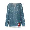 Women's Fashion Casual V-Neck Long Sleeve Christmas Printed T-Shirt Top