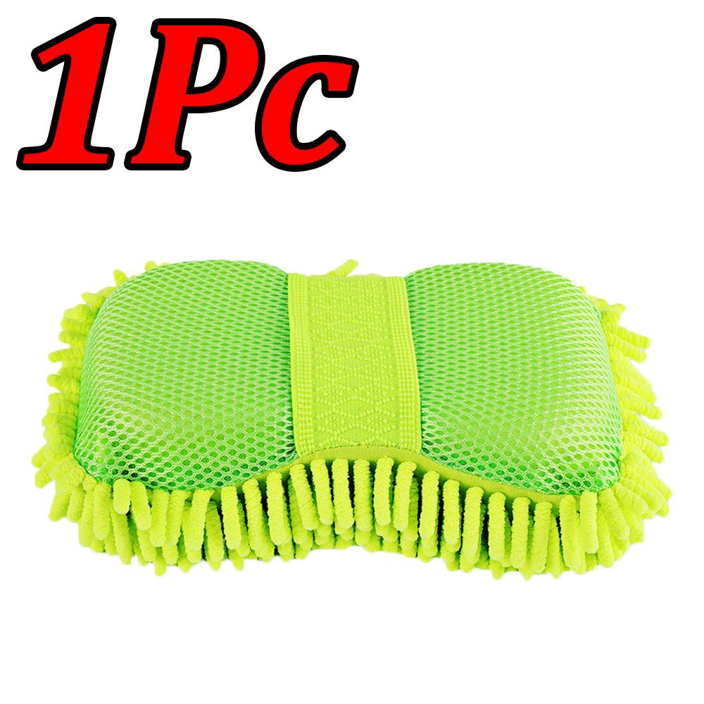 1-4Pcs Chenier Car Wash Sponge Car Gloves Automatic Washing Towel Gloves Ultra-fine Fiber Care Washing Brush Pad Cleaning Tool Green 1Pc