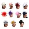 Cocktails Party Feather Mesh Flower Hat with Hair Clip Fascinator Hat Church Caps 1920s Mesh Flower Tulle Hat Headpiece