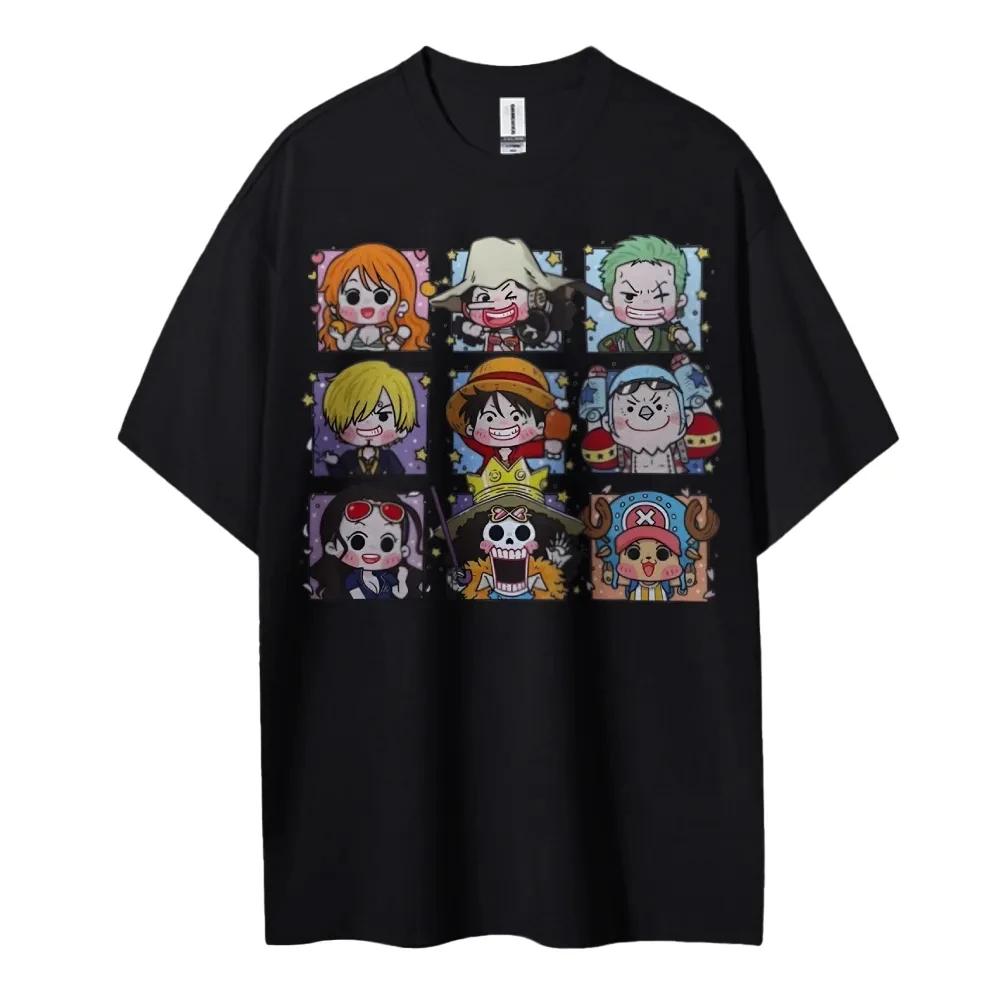 ONE PIECE Peripheral Products Mens Oversized Tshirt Street Version Mens and Womens Summer Casual Trendy Brand Top Colthing