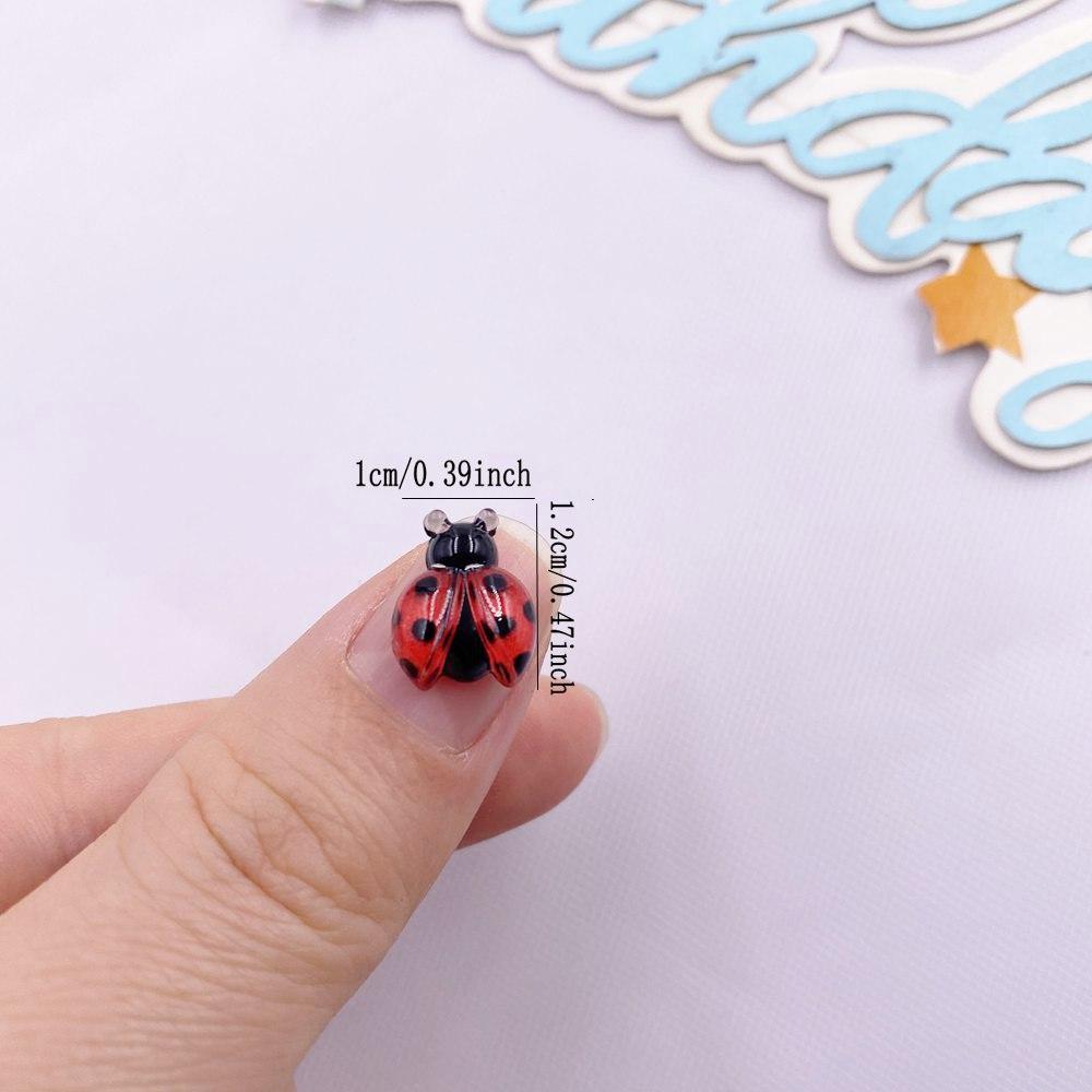 60pcs Mixed Resin Cute Colorful Beautiful Red Beetle Flat Back Rhinestone Appliques DIY Wedding Scrapbook Christmas Decor Crafts