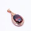 Exquisite Russian Purple Gold Inlaid Oval Redstone Pendant, High Design Temperament Color Gold Plated Rose Gold Necklace