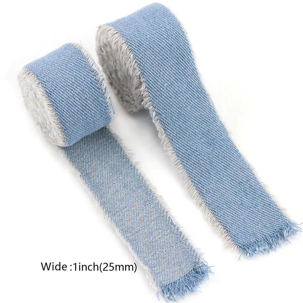 1,5 Yards Jeansband Blau Cowboy Unifarben Handgemacht Fransen Seidenband Haarspange Schleifen Jeansstoff Stoff Hochzeitseinladungen