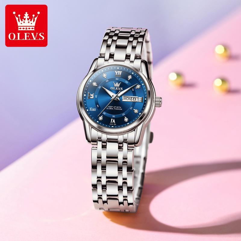 

Женские водонепроницаемые кварцевые часы Oliss с римскими цифрами и модным календарем