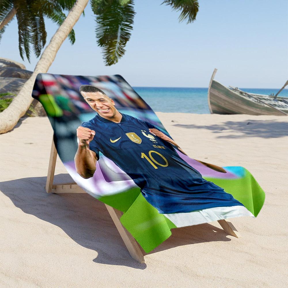 Star Player Kylian Mbappé Beach Towel High Absorbency Quick-Dry Comfortable Lightweight for Traveling Yoga Camping and Swimming