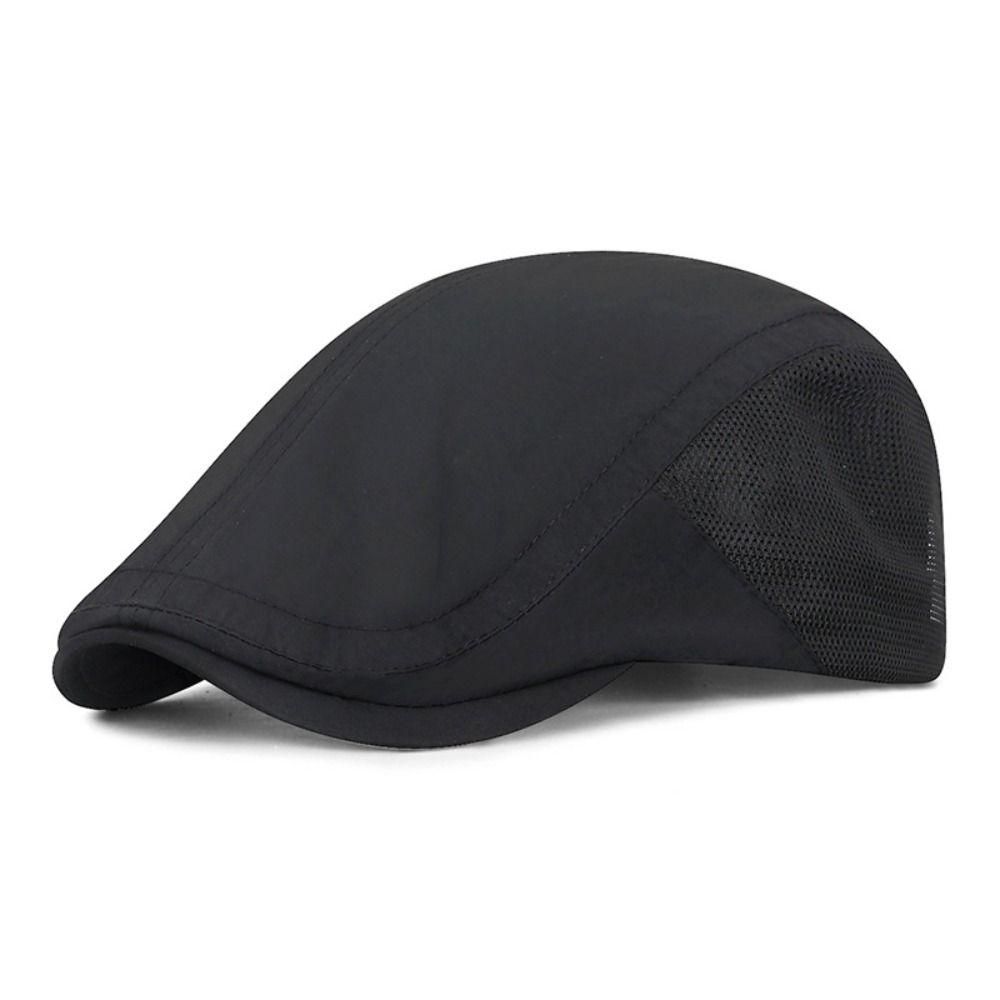 Retro Breathable Beret Men's Hat Mesh Speed Drying Newsboy Cap Adjustable Thin Sun Hats Spring Summer