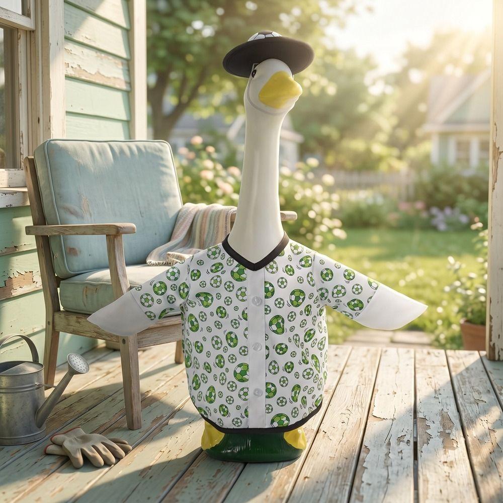 Football Print Porch Geese Costume Wear-resistant with 3D Soccer Cap Lawn Geese Ornament Decorative 23 Inch Geese Clothes