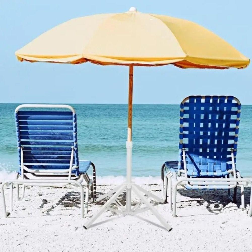 Foldable Steel Sunshade Umbrella Four Legged Fixed Stand Sand Anchoring  Outdoor Beach