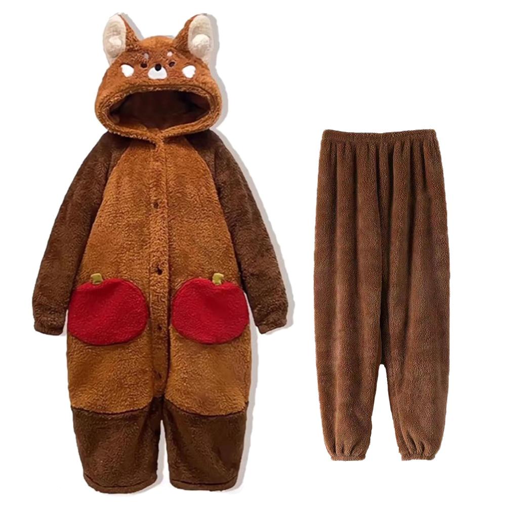 Camicia da notte lunga da donna autunno e inverno, costume da cosplay di procione, camicia da notte, pigiama da cartone animato, orso, inverno