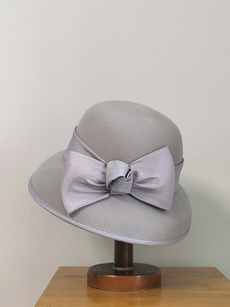 Autumn Winter 100% Wool Hat Bell Hat Women's French Elegant Retro Hepburn Autumn and Winter Celebrity Pearl Wool Felt Bucket Hat