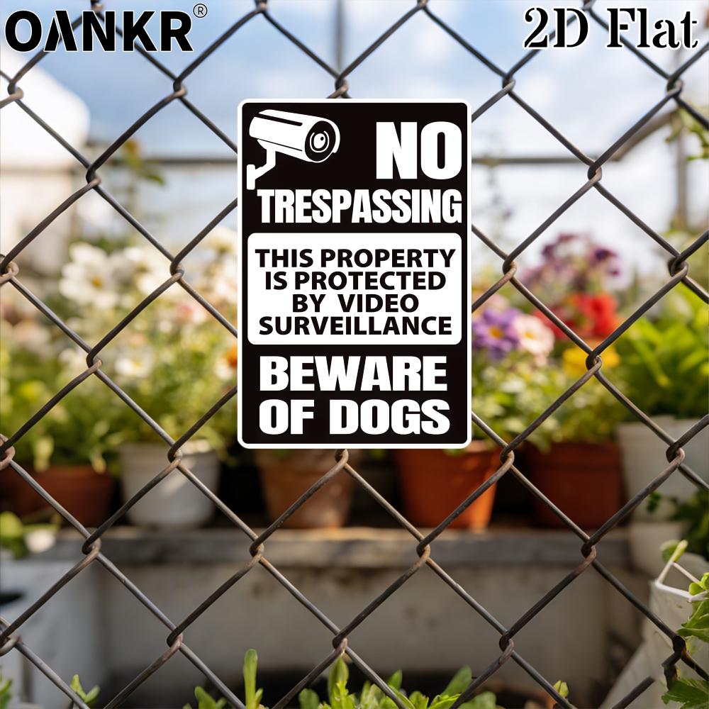 Vintage No Trespassing Video Surveillance Metal Tin Sign Chic Beware Dogs Metal Signs for Man Cave Garden Home Decor Plaque