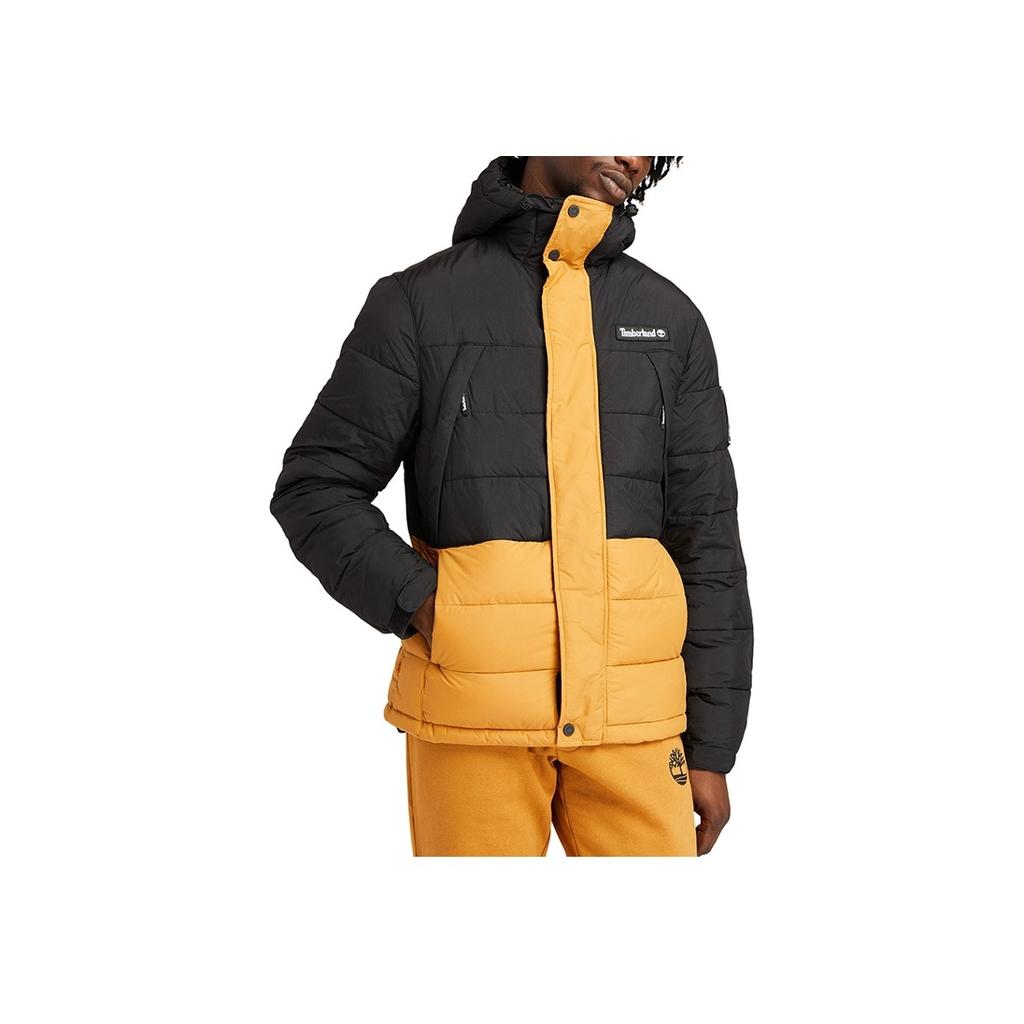 Timberland Embroidered Logo Warm Color Block Hooded Cotton Jacket Men Jacket Wheat A2AEB-P56