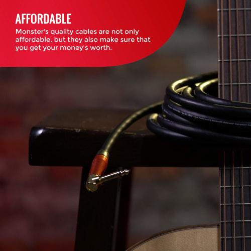 MONSTER CABLE Acoustic Guitar Cable, 12ft, Straight XL Plug, M, ACST2-12A, 600557
