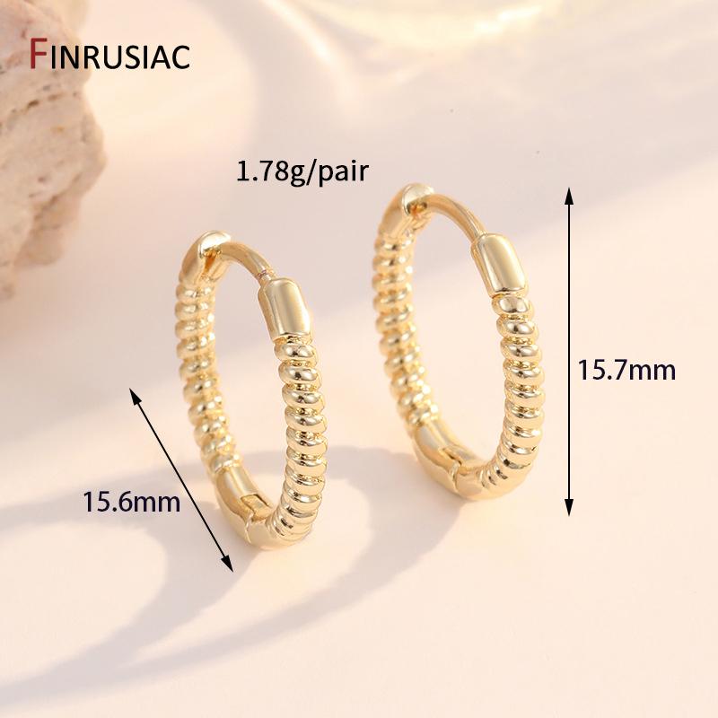 

14K Gold Plated Brass Round Huggie Hoops Earrings,Women Zircon Circle Piercing Earrings Fashion Party Zircon Accessories 1 Pair