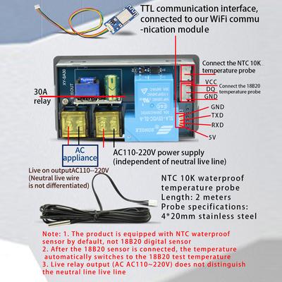 Digital LCD Display Intelligent Thermostat Cellphone APP Remotely Control Wifi Temperature Controller Built In 30A