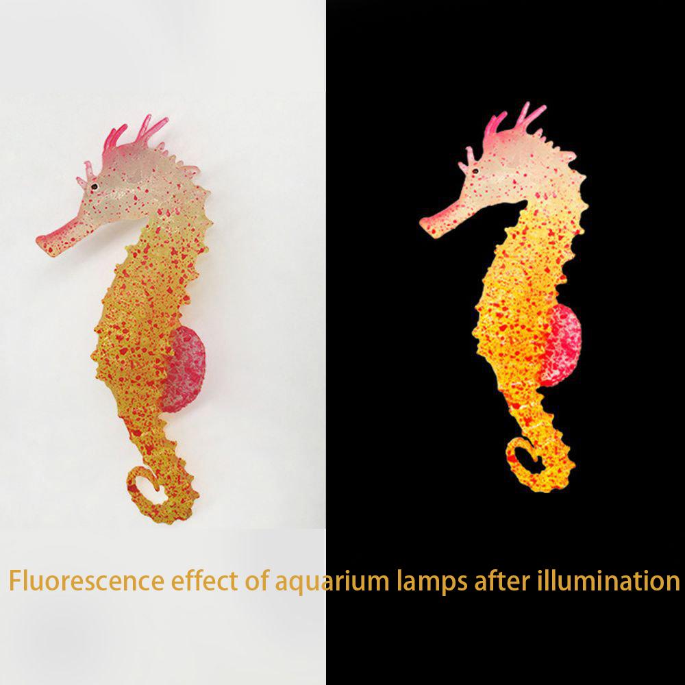 

Искусственная светящаяся рыбка для аквариума, поддельный поплавок-гиппокамп, имитация силиконового морского конька, декор для аквариума оранжевый