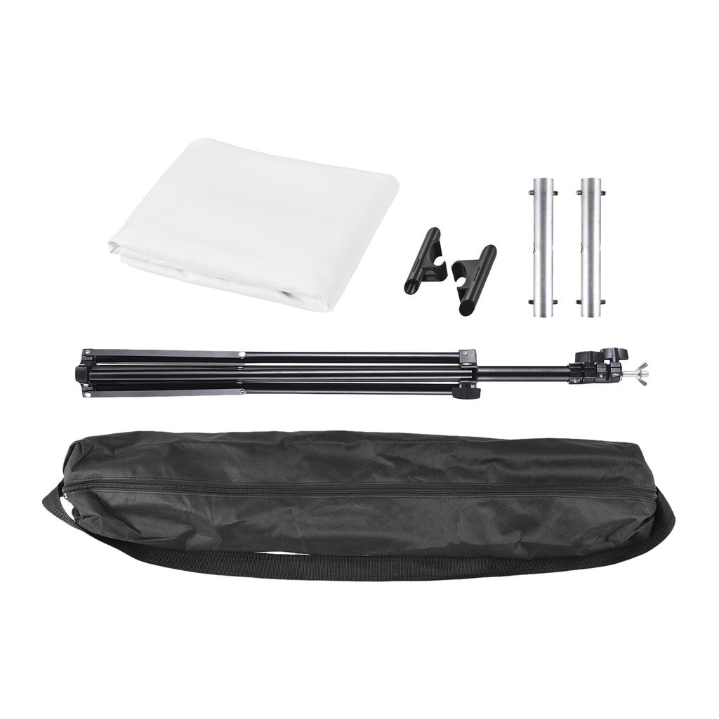 Photography Background Kit with 2x1.5m Adjustable T Shaped Backdrop Stand + 2x1.5m White Backdrop White Screen Backdrop