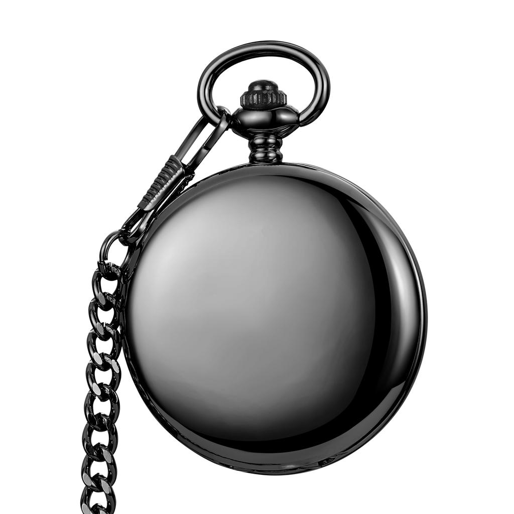 Gorben Classic Smooth Surface Mechanical Pocket Watch with Chain Xmas Birthday Wedding Father Day Gift