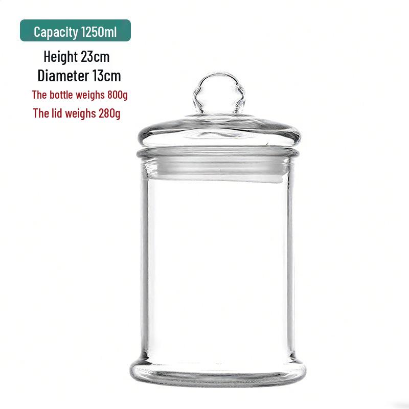 Large Capacity Transparent Glass Tea and Cereal Storage Can for Kitchen