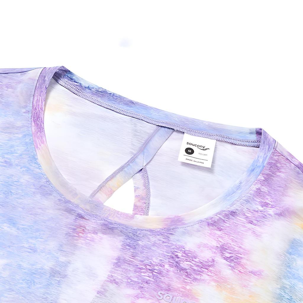 Saucony Logo Tie-Dye Print Round Neck Long Sleeve T-Shirt Women Tops Multicolor SC1230065A-PR18