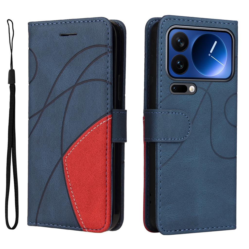 For Xiaomi 17 Pro Leather Phone Case Stand Wallet with Bi-colour Splicing Design