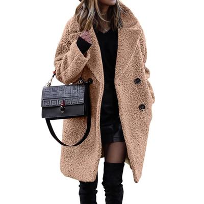 Wool Blend Overcoat Coat Women Faux Fleece Shaggy Solid Casual Streetwear 2024 Autumn Winter Fashion Single-breasted Plush Coat