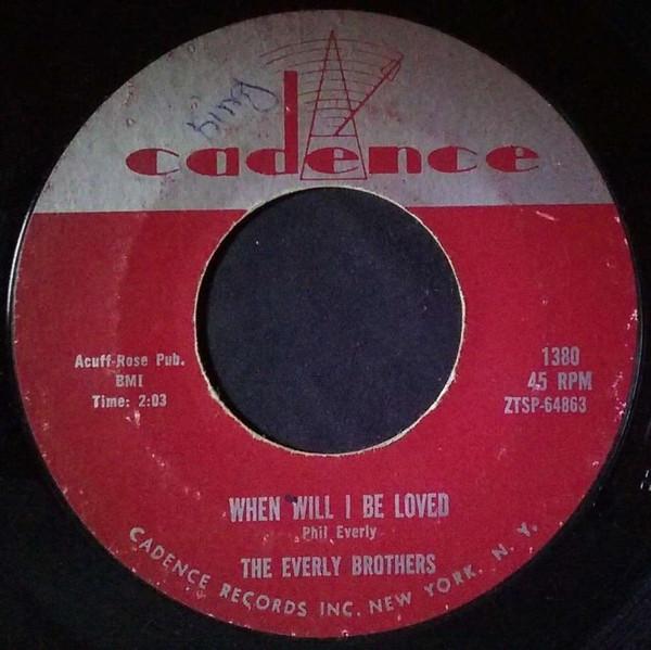 7inch Record EVERLY BROTHERS - When Will I Be Loved / Be Bop A-Lul 1380 CADEN 1960 US Rock Used