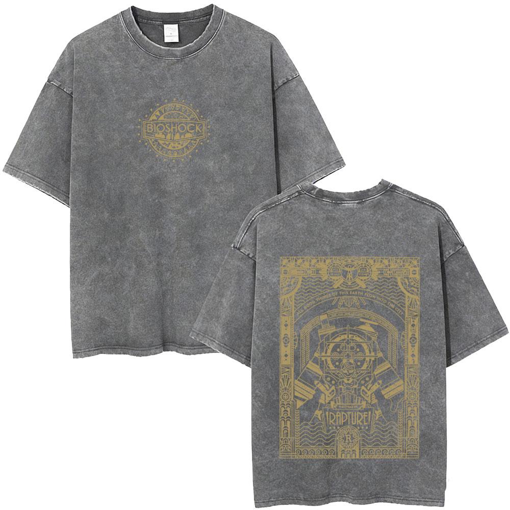 

Washed Vintage Classic Shooting Game Bioshock Would You Kindly Tshirt Mens Clothing Hip Hop Oversized T Shirt Male Streetwear S