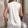 Women's Fashionable Casual Satin V-neck Pleated Sleeveless Top