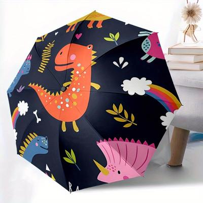 1pc Dinosaur Pattern Automatic Umbrella - 8-Rib Foldable Design, Outdoor Adventures, and Family Celebrations Yy250829051