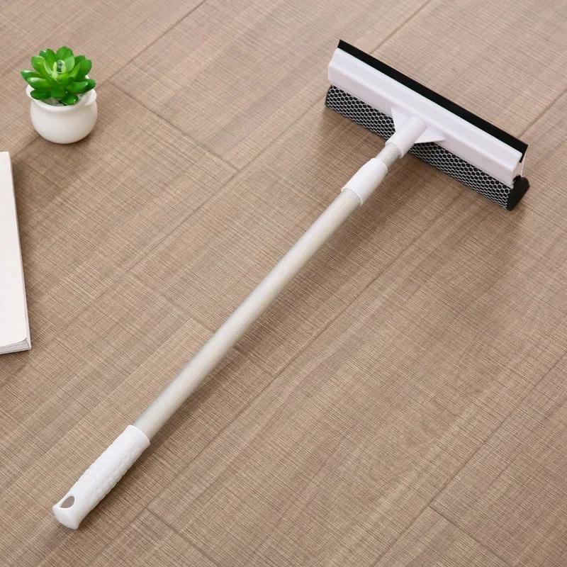 1pc Squeegee Window Cleaner 2 in 1 Retractable Pole Cleaning Window Brush Glass Squeegee Cleaning Tool for Car Shower Glass Door