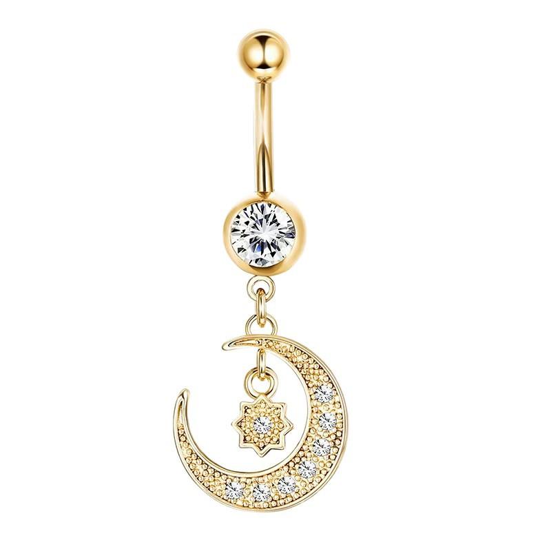 Piercing per Ombelico Microstone Chiodi per Ombelico Vento Farfalla Amore Anello per Ombelico Stella Luna Fiore Femminile Fibbia per Ombelico