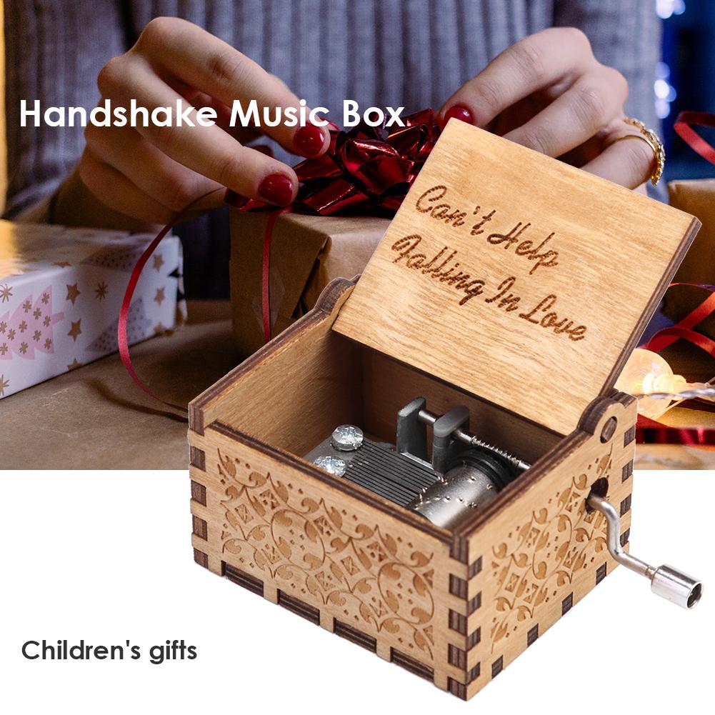Wooden Hand Crank Music Box Exquisite Graduation Music Box Creative Manual Fashion Antique Carved for Birthday Christmas Gift