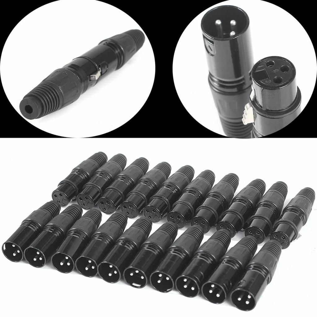XLR 3 Pin Male and Female Microphone Cable Connectors 10Pair Designed for DMX and MIC Snake Cable Applications