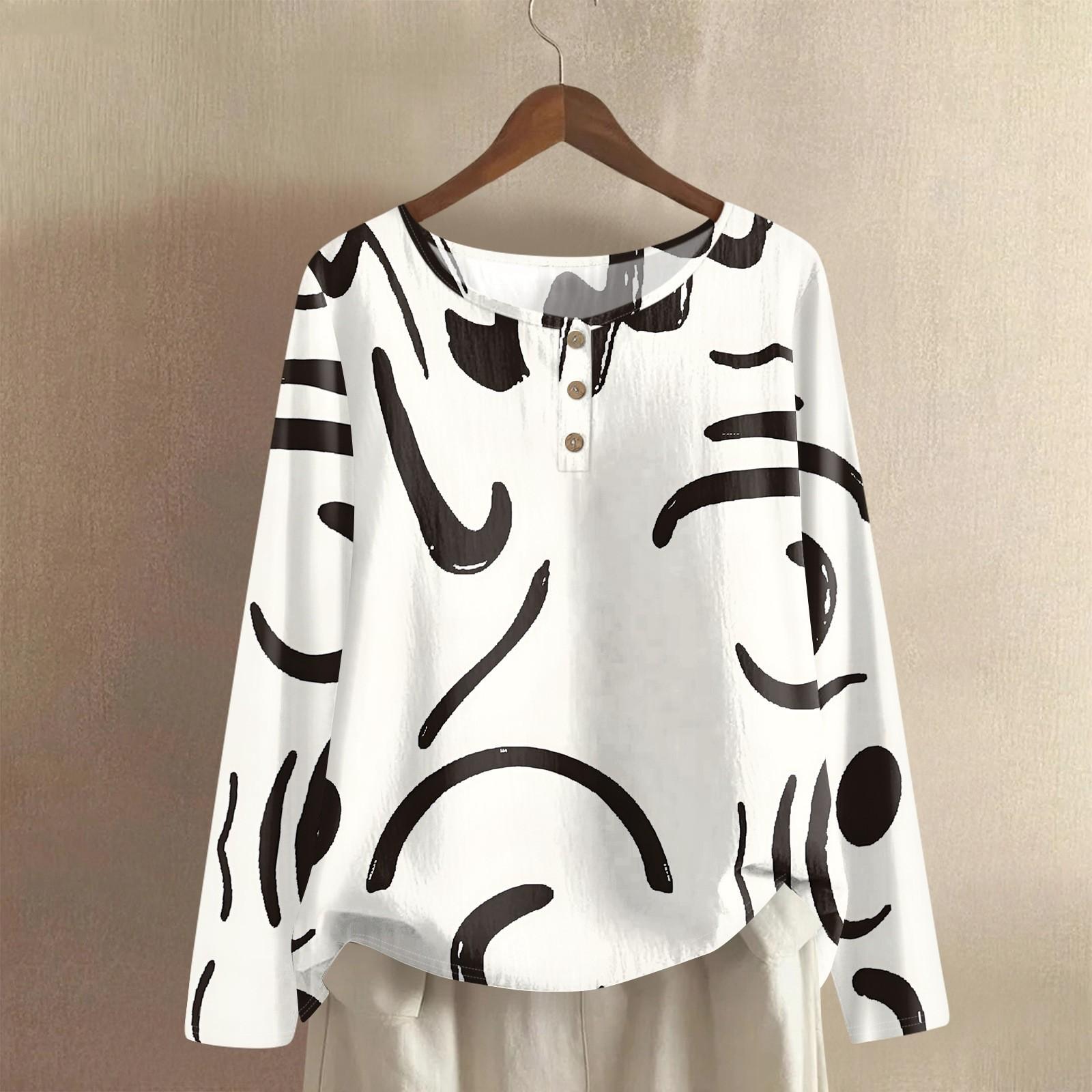 

Женская модная и повседневная рубашка с длинным рукавом, круглым вырезом, однотонная, из хлопка и льна, блузка-топ L