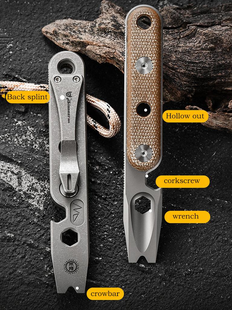 115cm TC4 Titanium Alloy Crowbar Nail Lifter Self-defence Security Gadget Wrench Bottle Opener OutdoorEDC Tool Key Chain Pendant