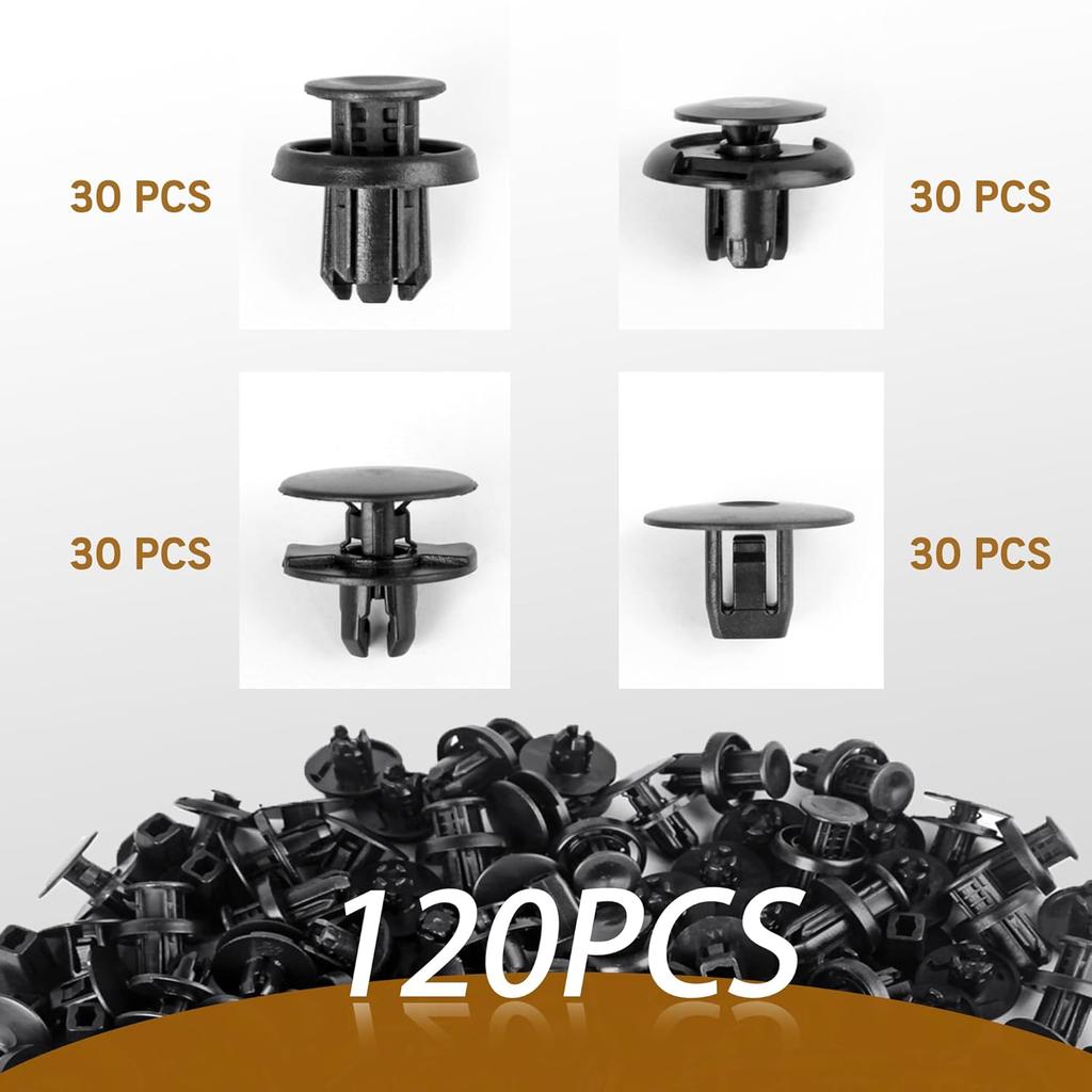 Assortment Push Retainer Clips Kit With 4 Size Compatible Honda Acura Accord Civic Fender Liner Bumper Replace 91501-TR0-003, 91512-SX0-003 - 121Pcs
