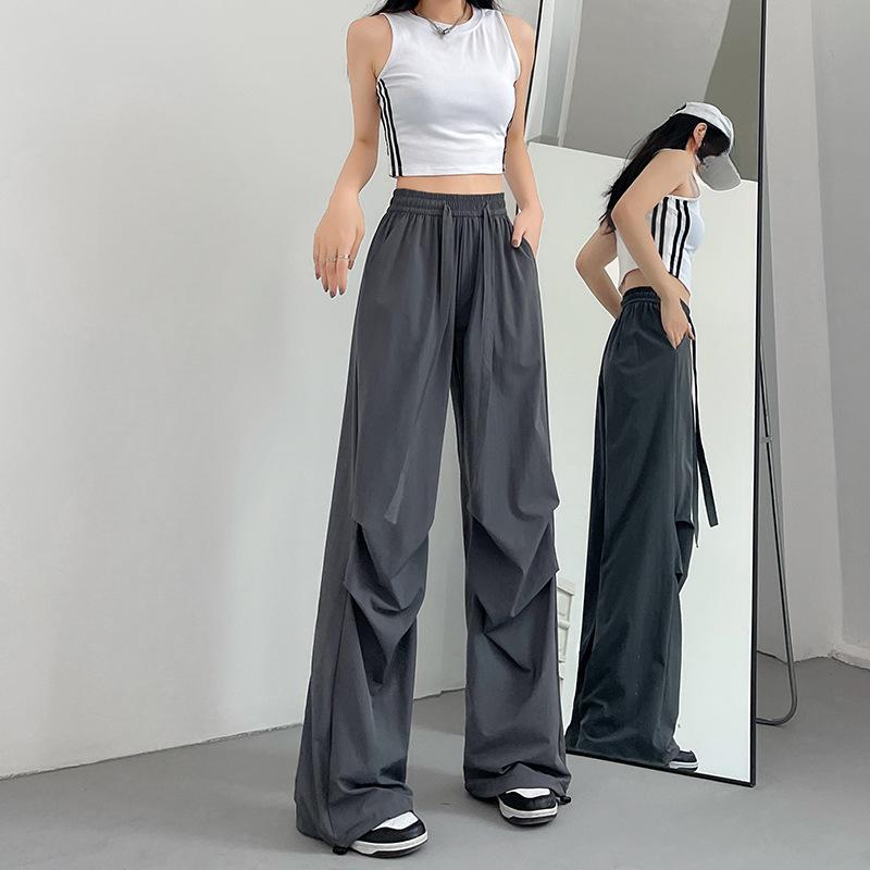 Summer Sports Pants Women's Summer Thin Casual Cargo Pants Wide Leg High Waist Quick Drying Pants Women's Fashion Pants