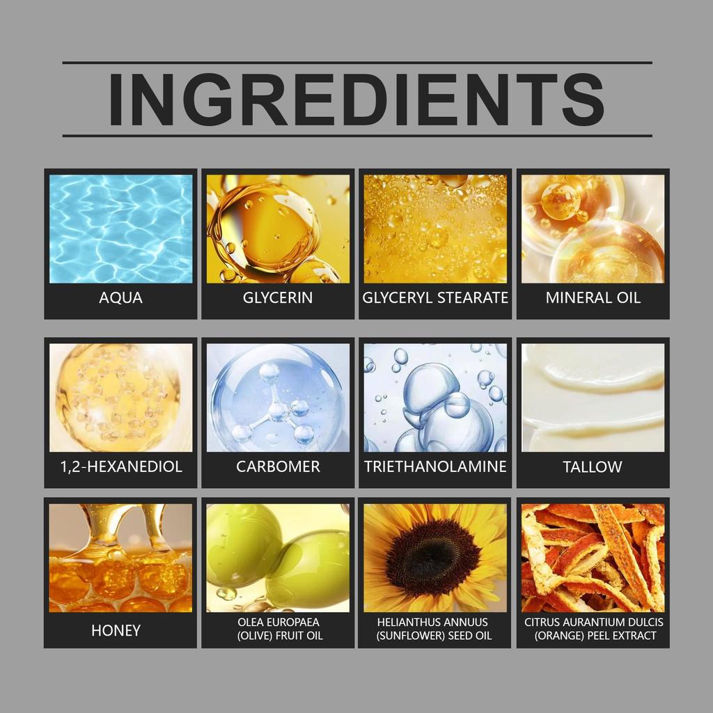 AMZ Crema Idratante al Grasso di Miele per il Viso Cura Quotidiana Delicata della Pelle Idratazione e Nutrizione per Pelli Secche Con Profumo di Agrumi 100g