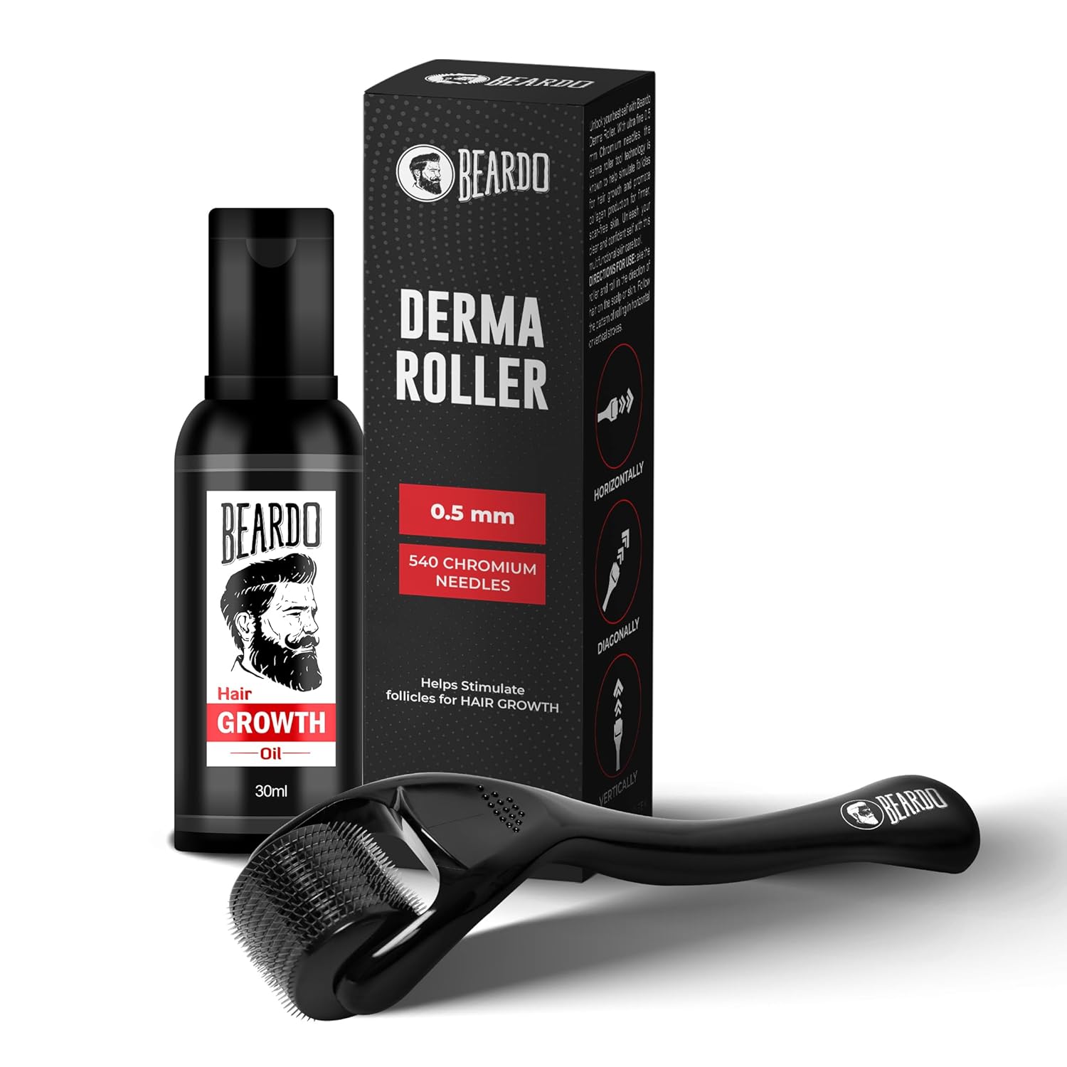 

Beardo Beard & Hair Growth Oil 30ml With 0.5 mm Derma Roller Set of 1 For Thicker, Fuller Beard